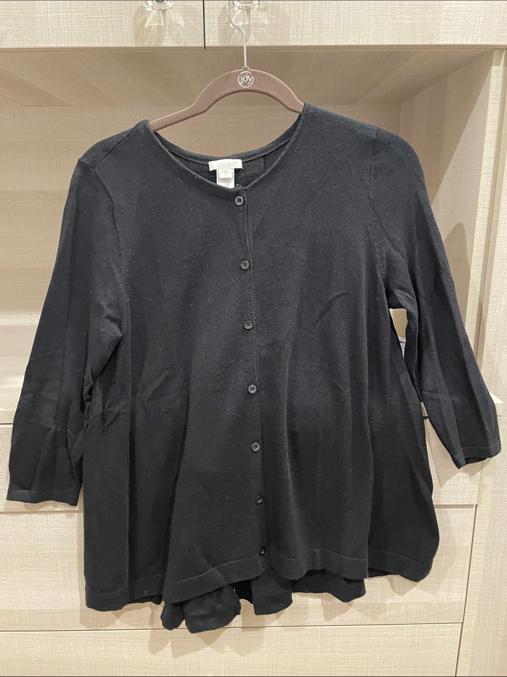 J. Jill Black Button-Front Knit Cardigan